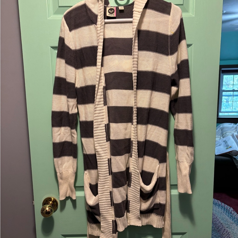 Roxy Grey and Cream Knit Cardigan